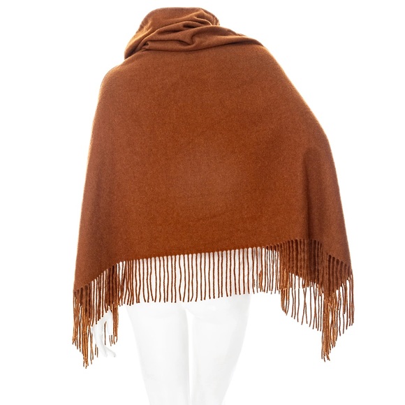 Hermès Brown Cashmere Fringed Cowl-Neck Poncho - Picture 4 of 7